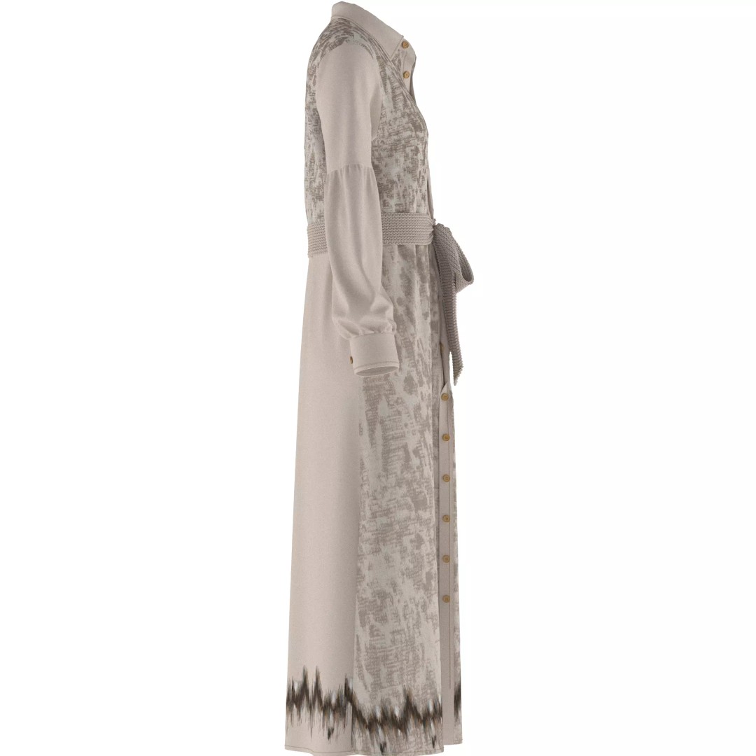 Long Sleeve Maxi Dress 3D Model – Elegant Casual Design, FBX, OBJ, GLB - View 5