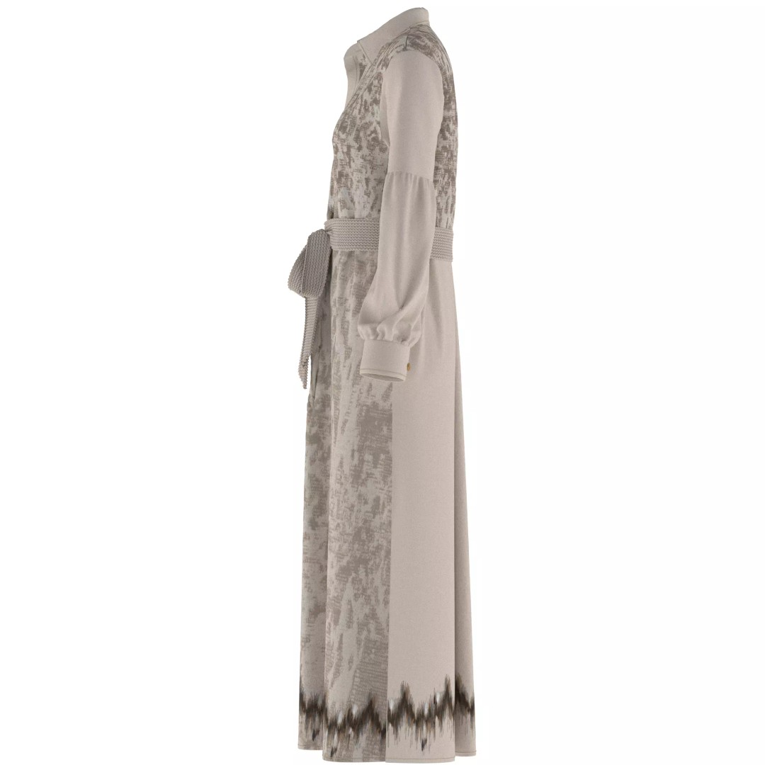 Long Sleeve Maxi Dress 3D Model – Elegant Casual Design, FBX, OBJ, GLB - View 6