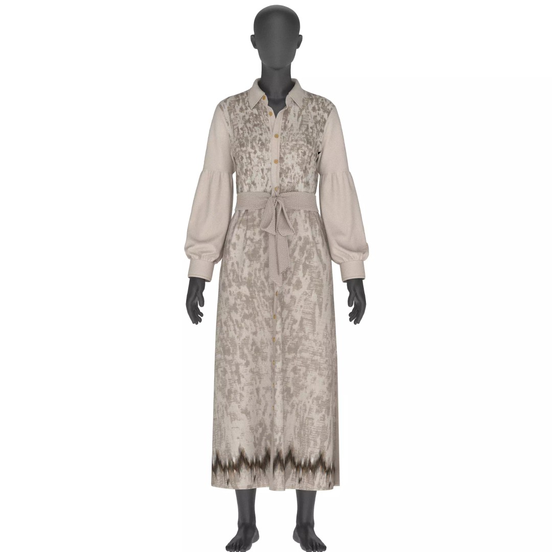 Long Sleeve Maxi Dress 3D Model – Elegant Casual Design, FBX, OBJ, GLB - View 9