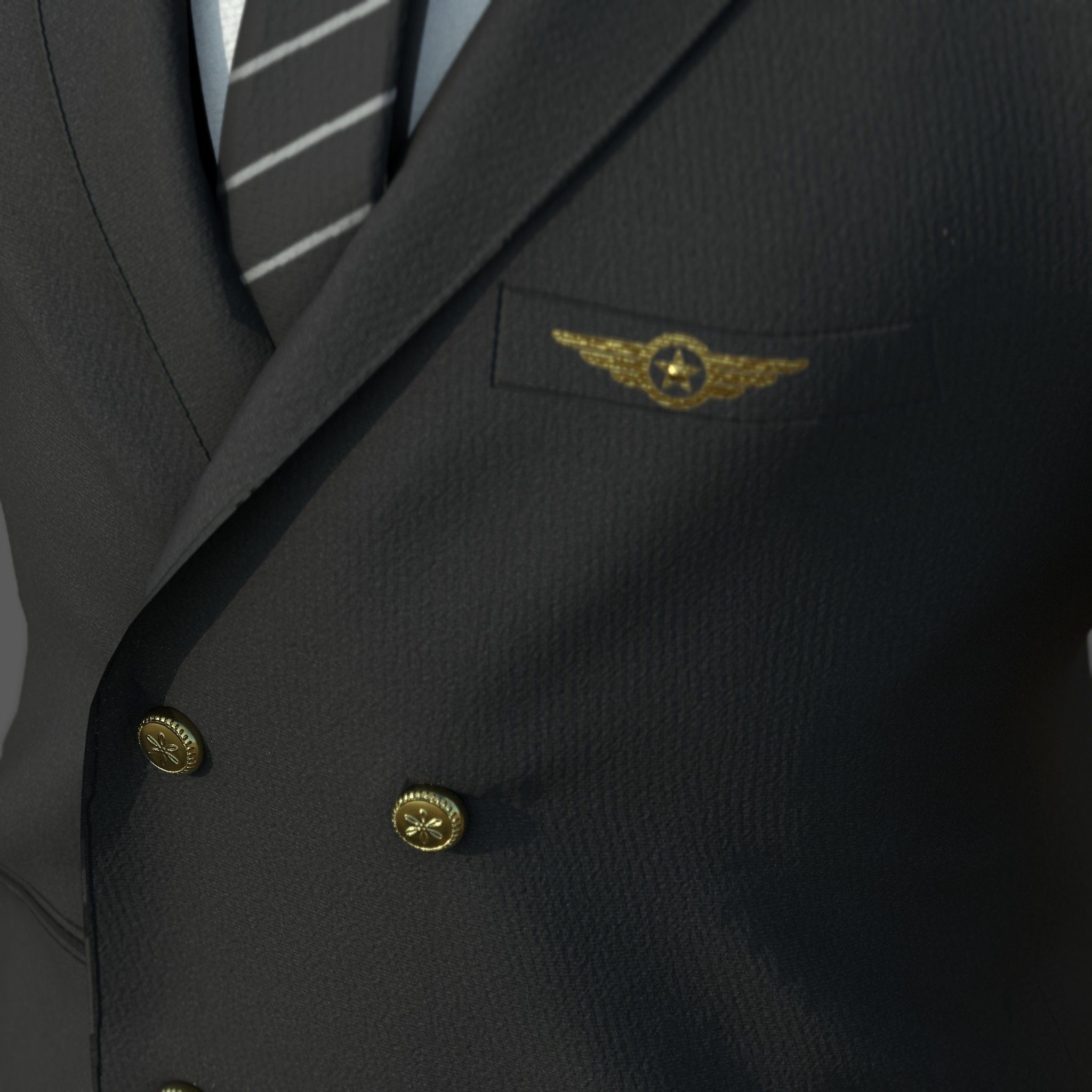 Airline Pilot Uniform - Low-Poly Game-Ready 3D Model - View 11