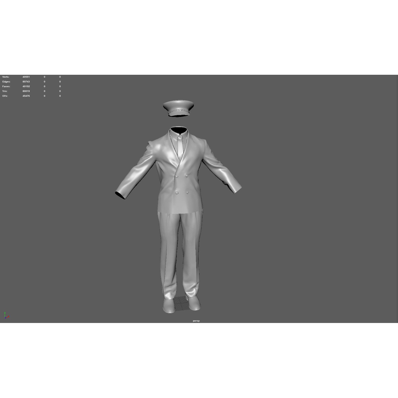 Airline Pilot Uniform - Low-Poly Game-Ready 3D Model - View 14