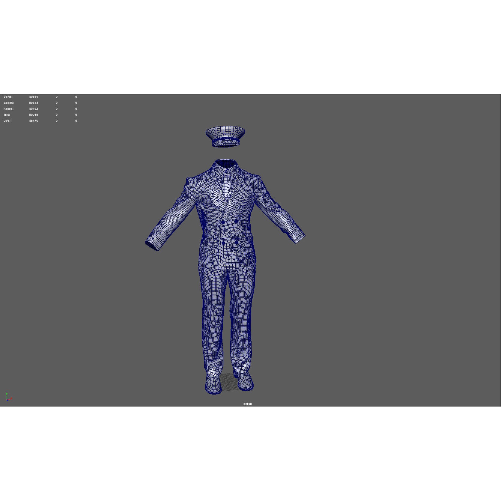 Airline Pilot Uniform - Low-Poly Game-Ready 3D Model - View 15