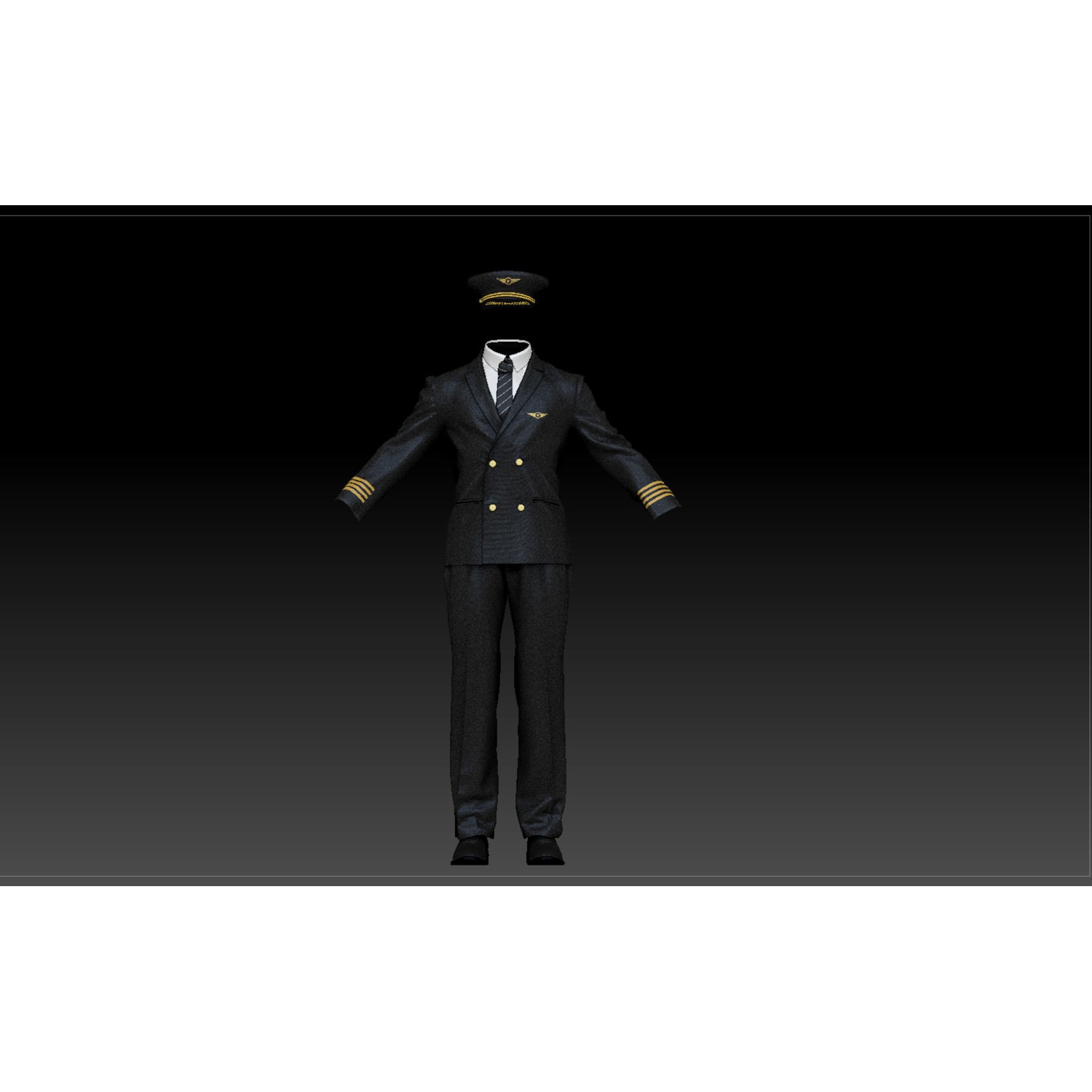 Airline Pilot Uniform - Low-Poly Game-Ready 3D Model - View 21