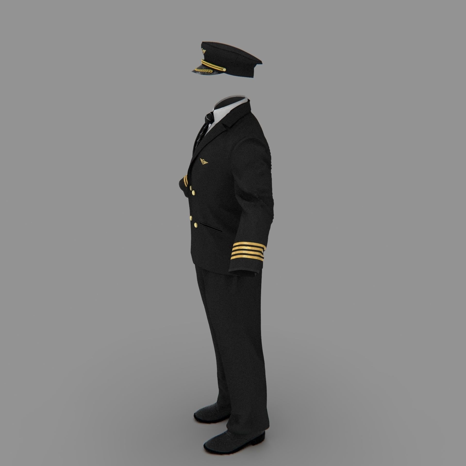 Airline Pilot Uniform - Low-Poly Game-Ready 3D Model - View 24