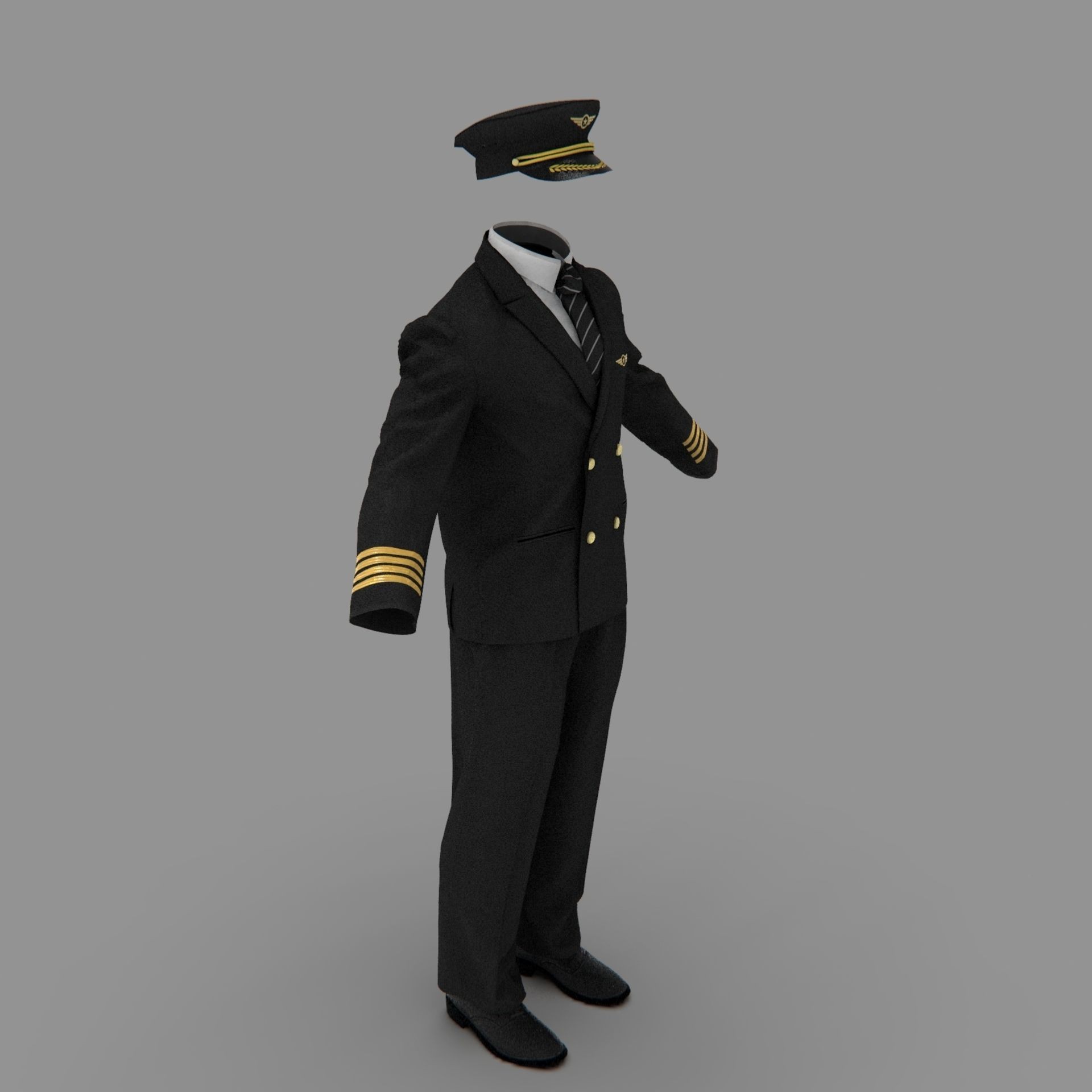 Airline Pilot Uniform - Low-Poly Game-Ready 3D Model - View 26