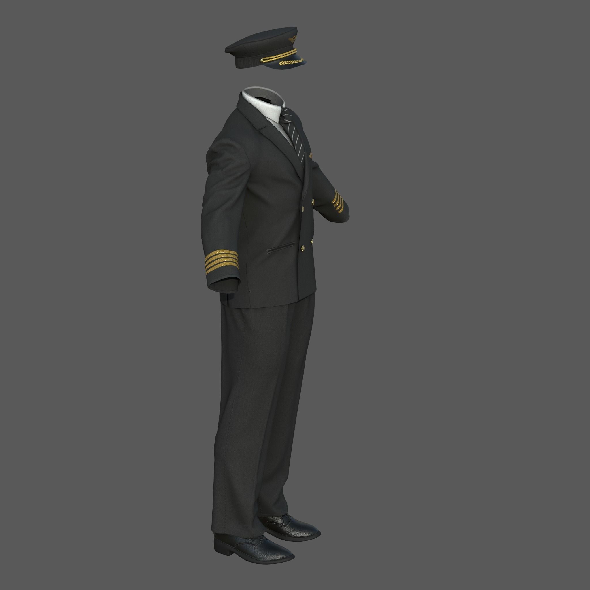 Airline Pilot Uniform - Low-Poly Game-Ready 3D Model - View 5
