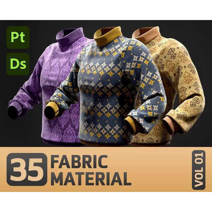 35 Fabric PBR Materials – Adjustable Textures for 3D Design, SBSAR - View 2