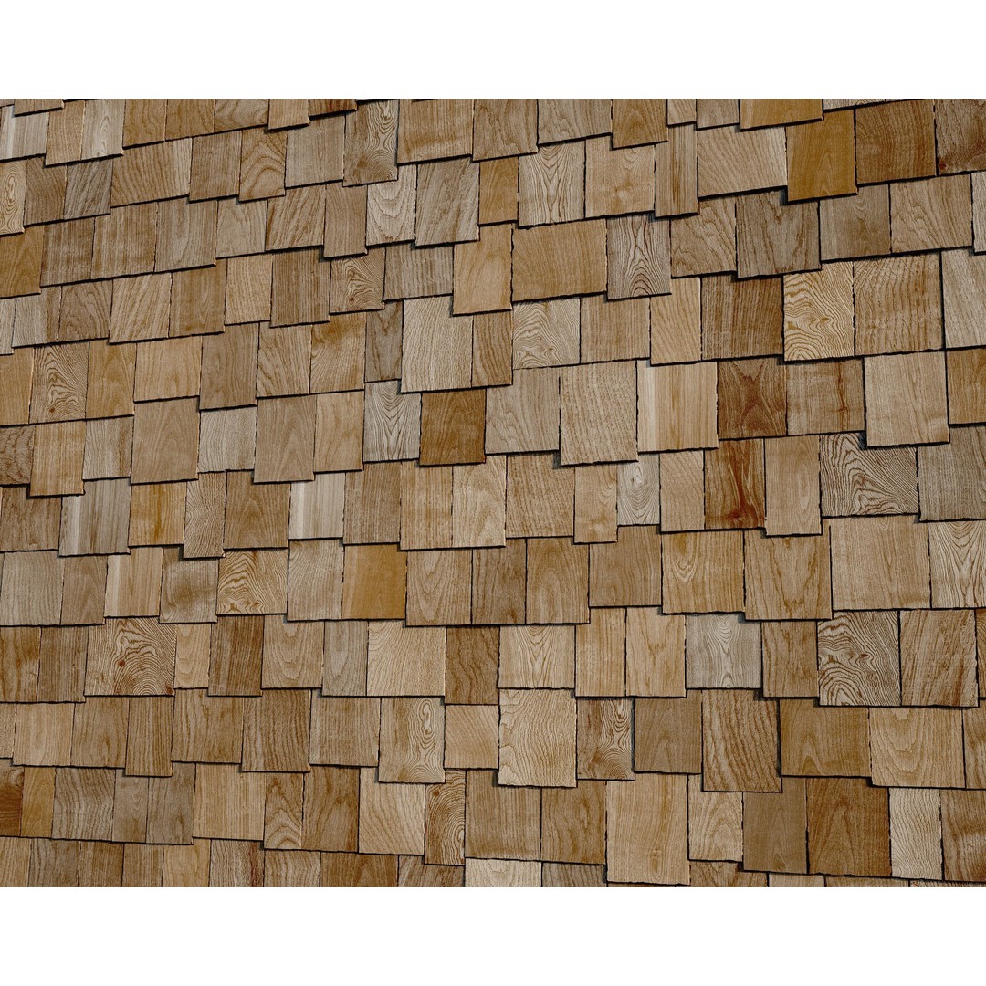 Wood Shingles 3D Model – Seamless PBR Textures, 8K Resolution - View 14