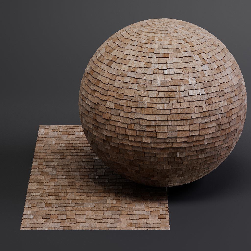 Wood Shingles 3D Model – Seamless PBR Textures, 8K Resolution - View 15