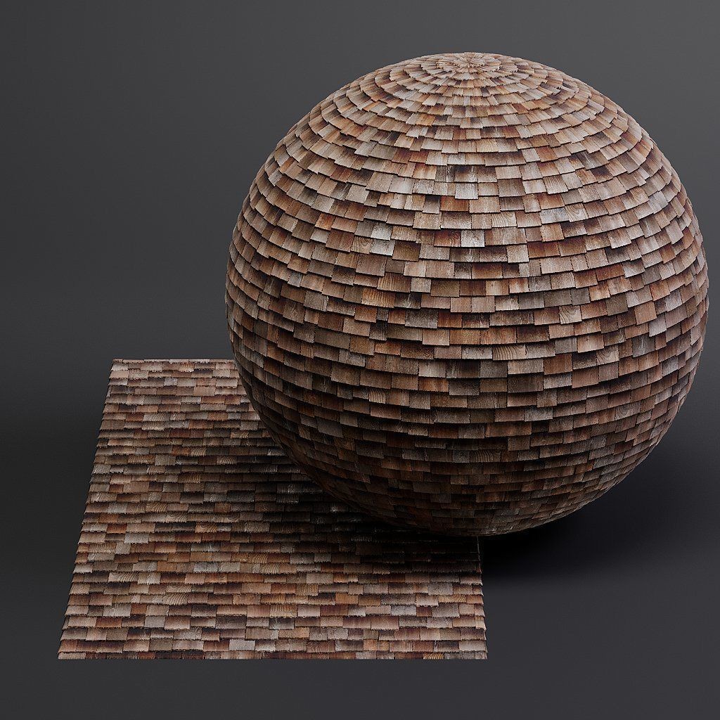 Wood Shingles 3D Model – Seamless PBR Textures, 8K Resolution - View 17