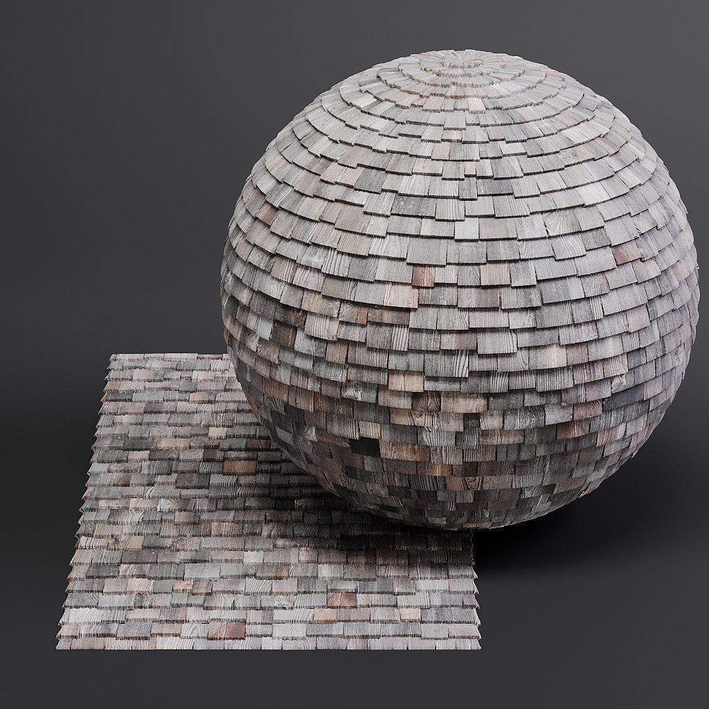 Wood Shingles 3D Model – Seamless PBR Textures, 8K Resolution - View 20