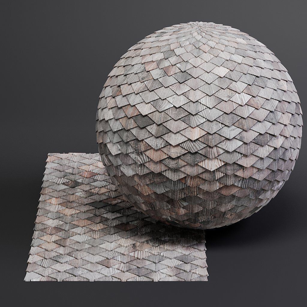 Wood Shingles 3D Model – Seamless PBR Textures, 8K Resolution - View 23