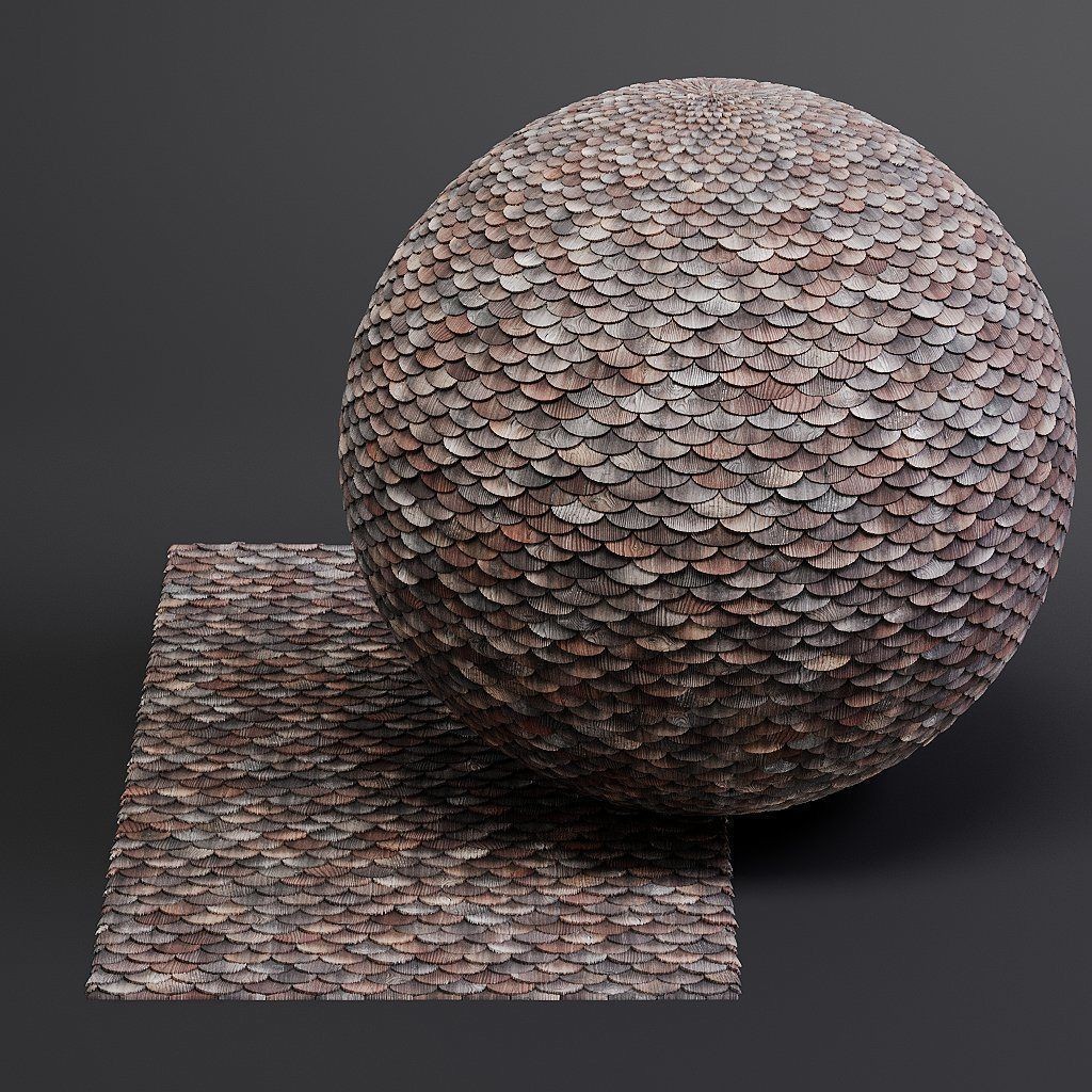 Wood Shingles 3D Model – Seamless PBR Textures, 8K Resolution - View 25