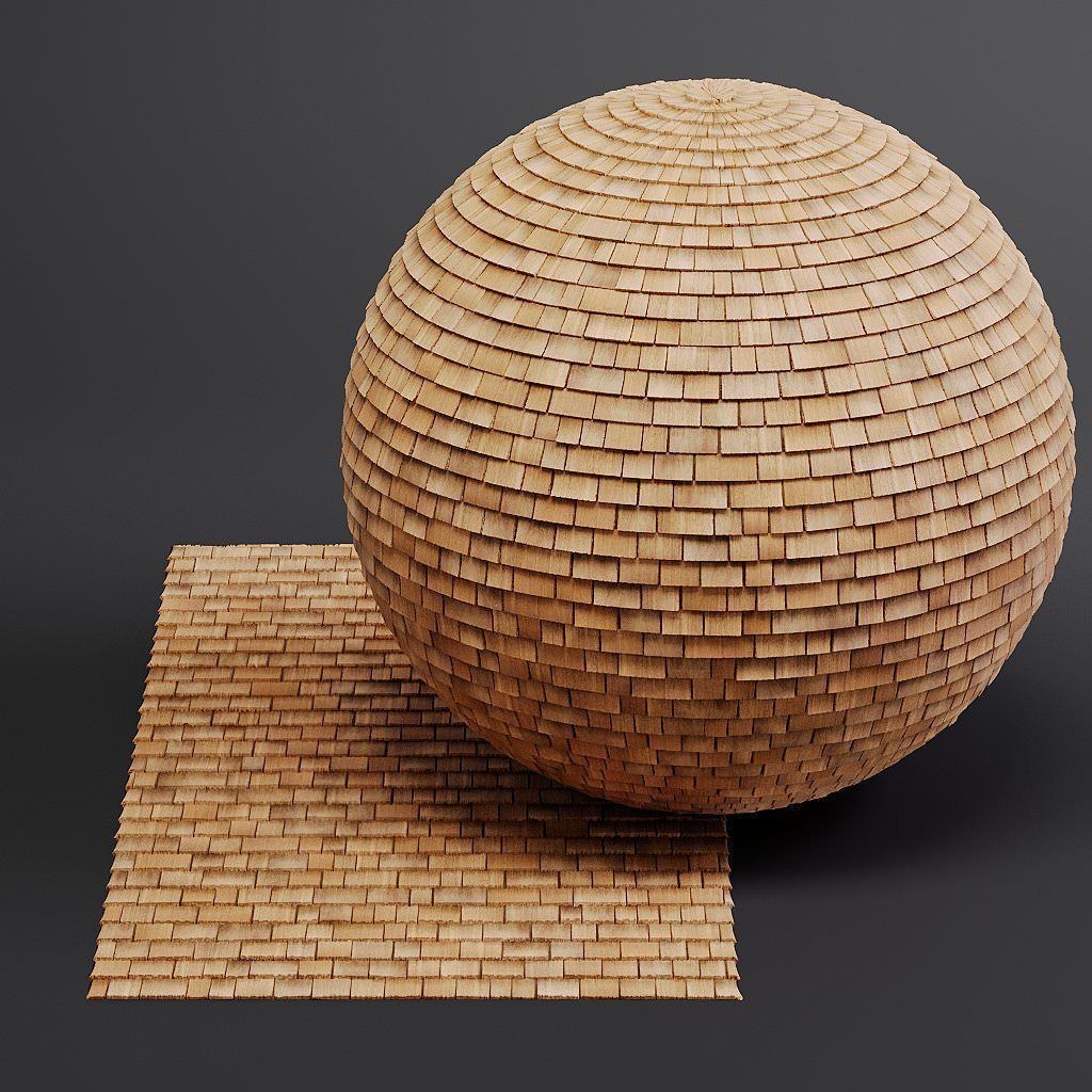 Wood Shingles 3D Model – Seamless PBR Textures, 8K Resolution - View 28