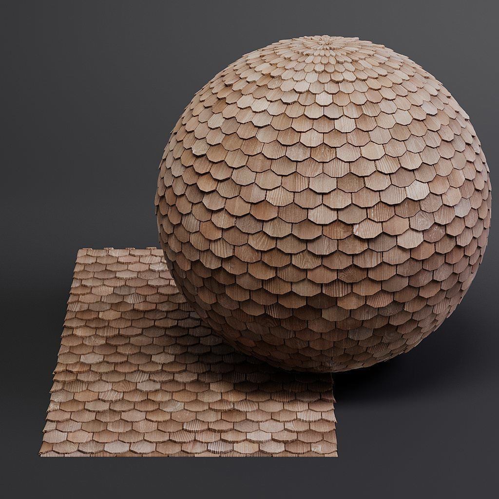 Wood Shingles 3D Model – Seamless PBR Textures, 8K Resolution - View 34
