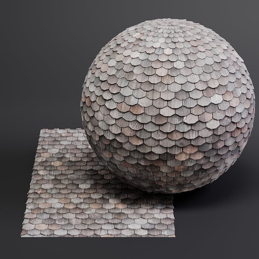 Wood Shingles 3D Model – Seamless PBR Textures, 8K Resolution - View 36