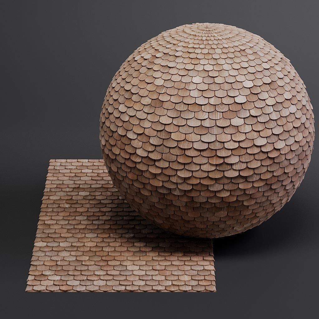 Wood Shingles 3D Model – Seamless PBR Textures, 8K Resolution - View 38