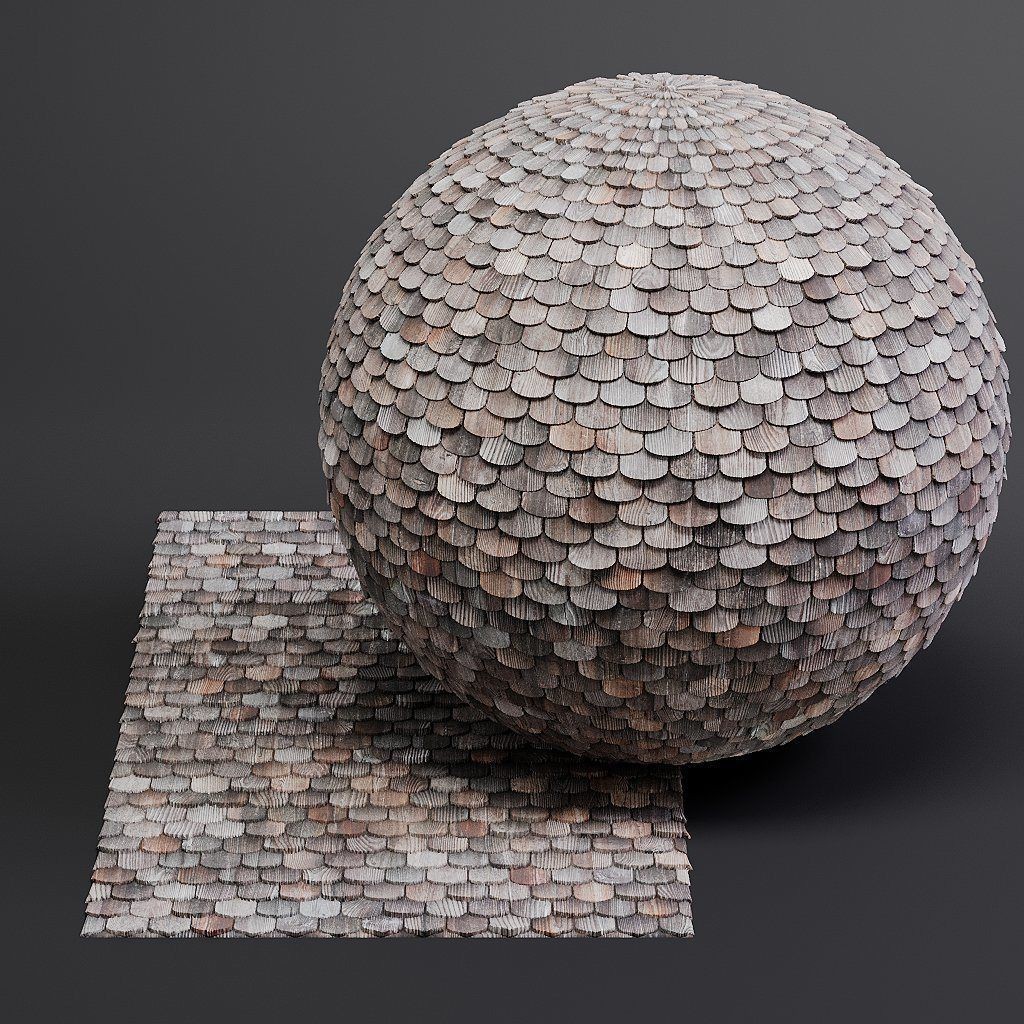 Wood Shingles 3D Model – Seamless PBR Textures, 8K Resolution - View 40