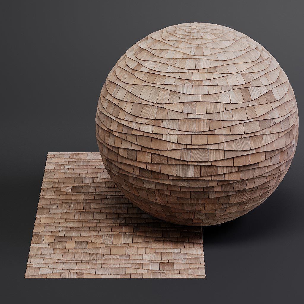 Wood Shingles 3D Model – Seamless PBR Textures, 8K Resolution - View 42