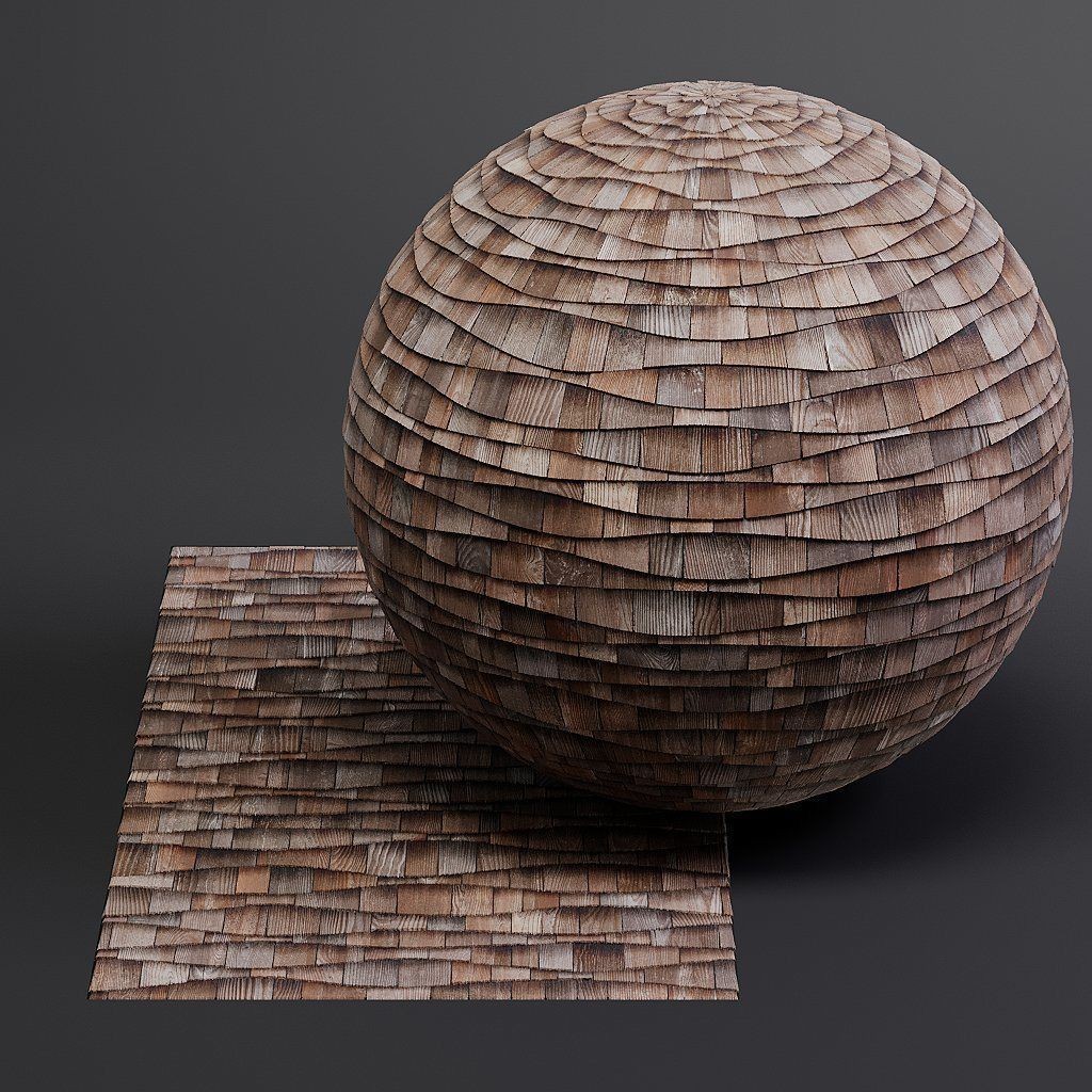 Wood Shingles 3D Model – Seamless PBR Textures, 8K Resolution - View 44