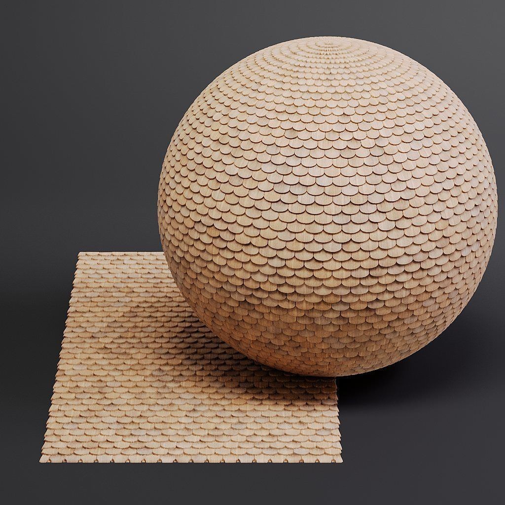 Wood Shingles 3D Model – Seamless PBR Textures, 8K Resolution - View 7