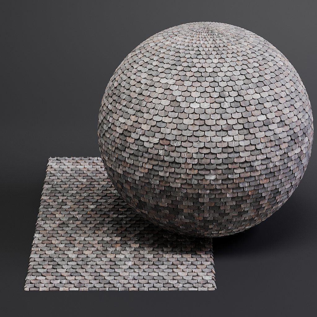 Wood Shingles 3D Model – Seamless PBR Textures, 8K Resolution - View 9