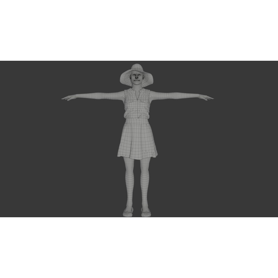 Rigged Female Character 3D Model – Detailed PBR Game Asset, FBX