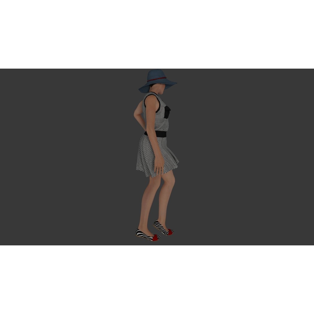 Rigged Female Character 3D Model – Detailed PBR Game Asset, FBX - View 10