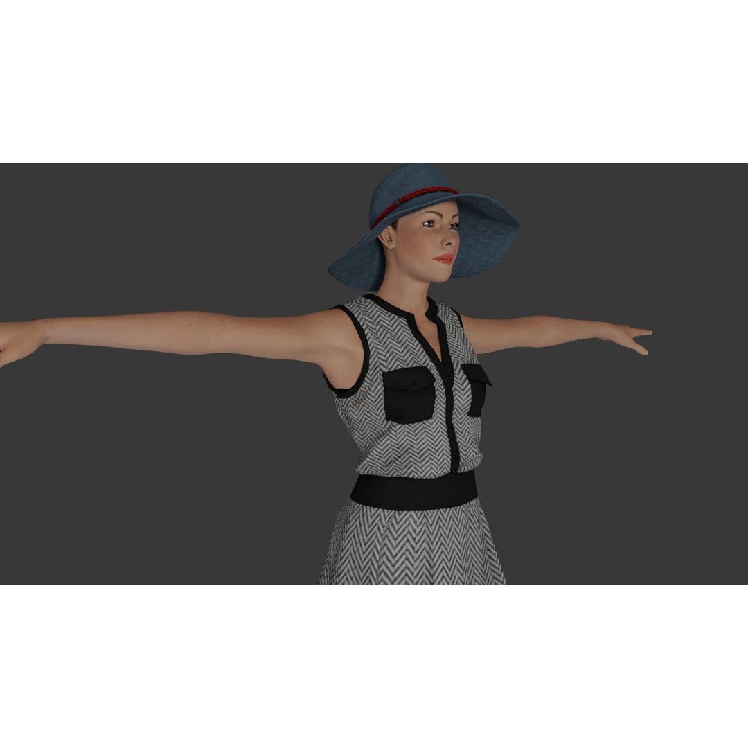 Rigged Female Character 3D Model – Detailed PBR Game Asset, FBX - View 12