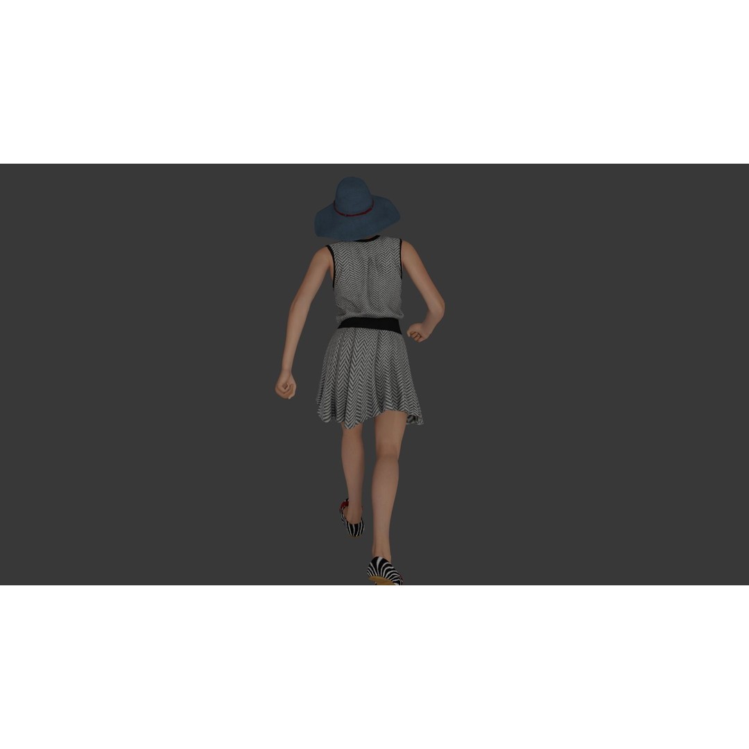 Rigged Female Character 3D Model – Detailed PBR Game Asset, FBX - View 13