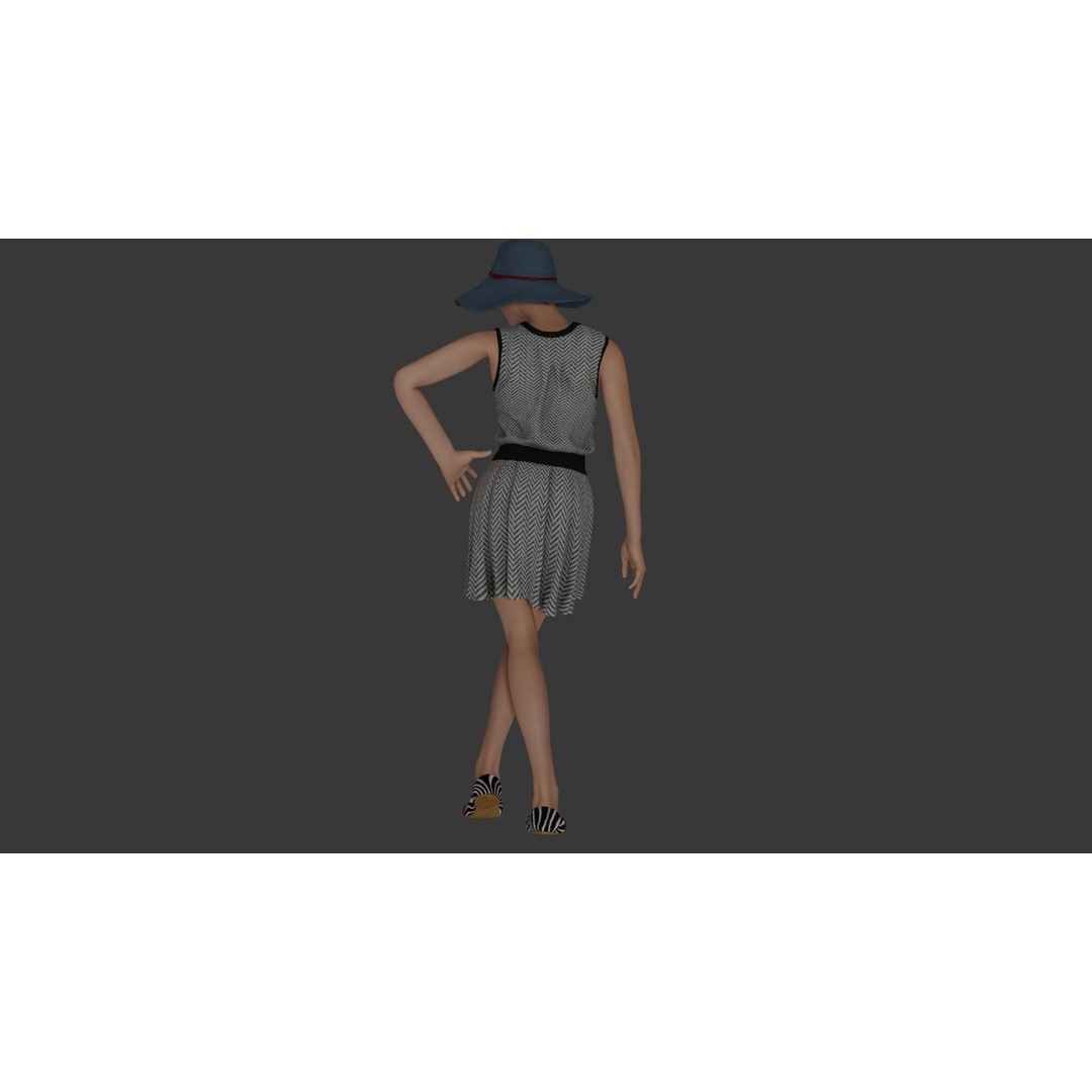 Rigged Female Character 3D Model – Detailed PBR Game Asset, FBX - View 15