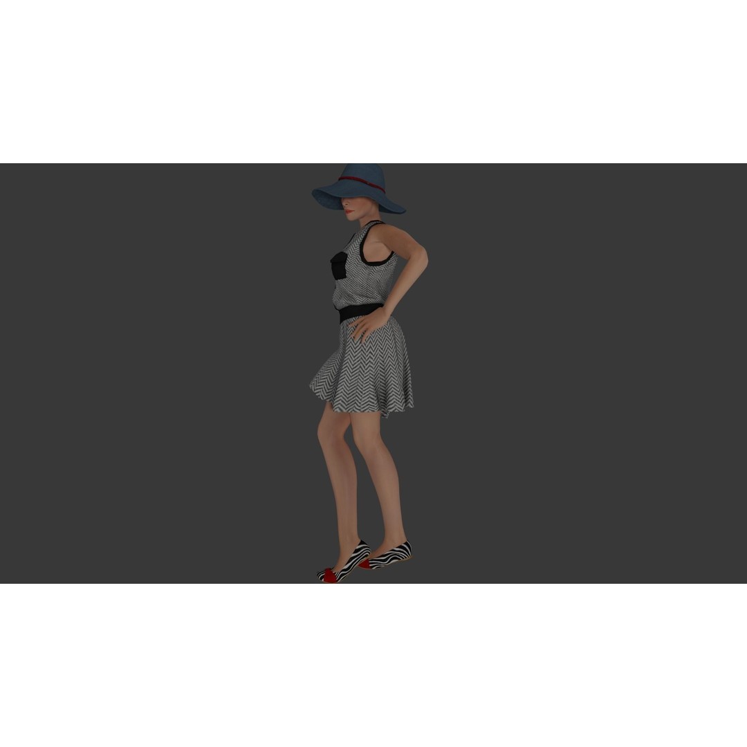 Rigged Female Character 3D Model – Detailed PBR Game Asset, FBX - View 17