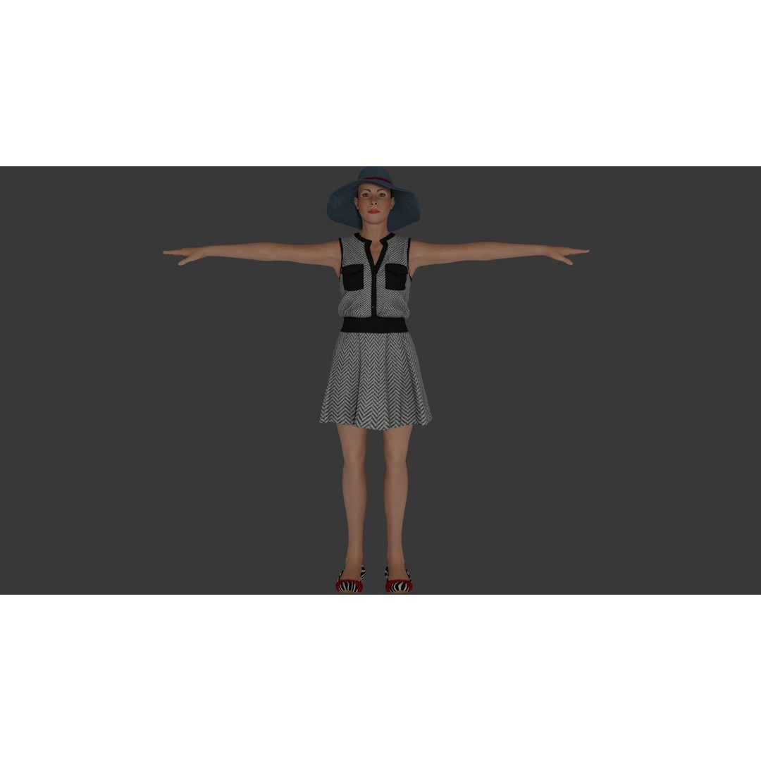 Rigged Female Character 3D Model – Detailed PBR Game Asset, FBX - View 19