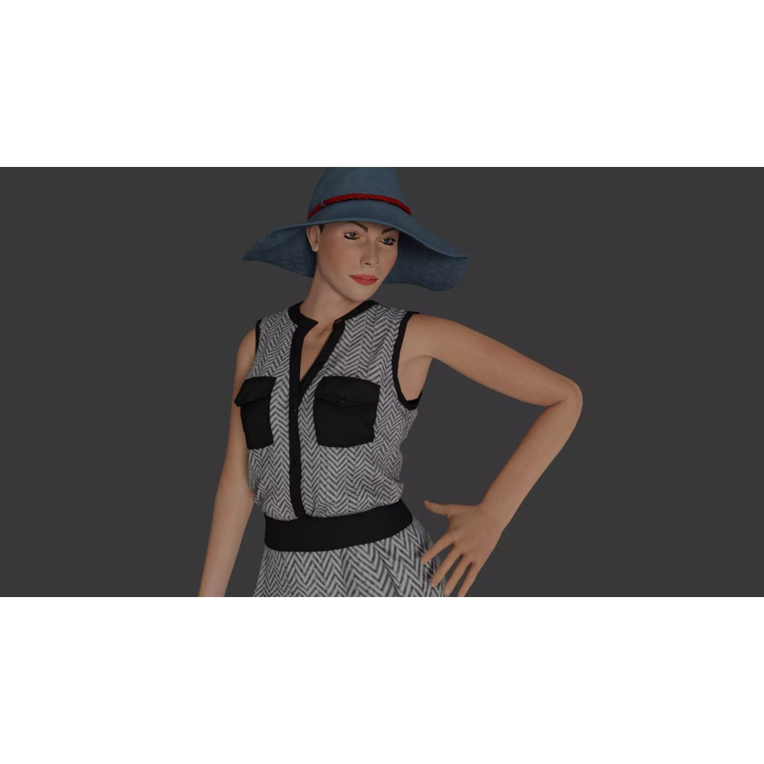 Rigged Female Character 3D Model – Detailed PBR Game Asset, FBX - View 2