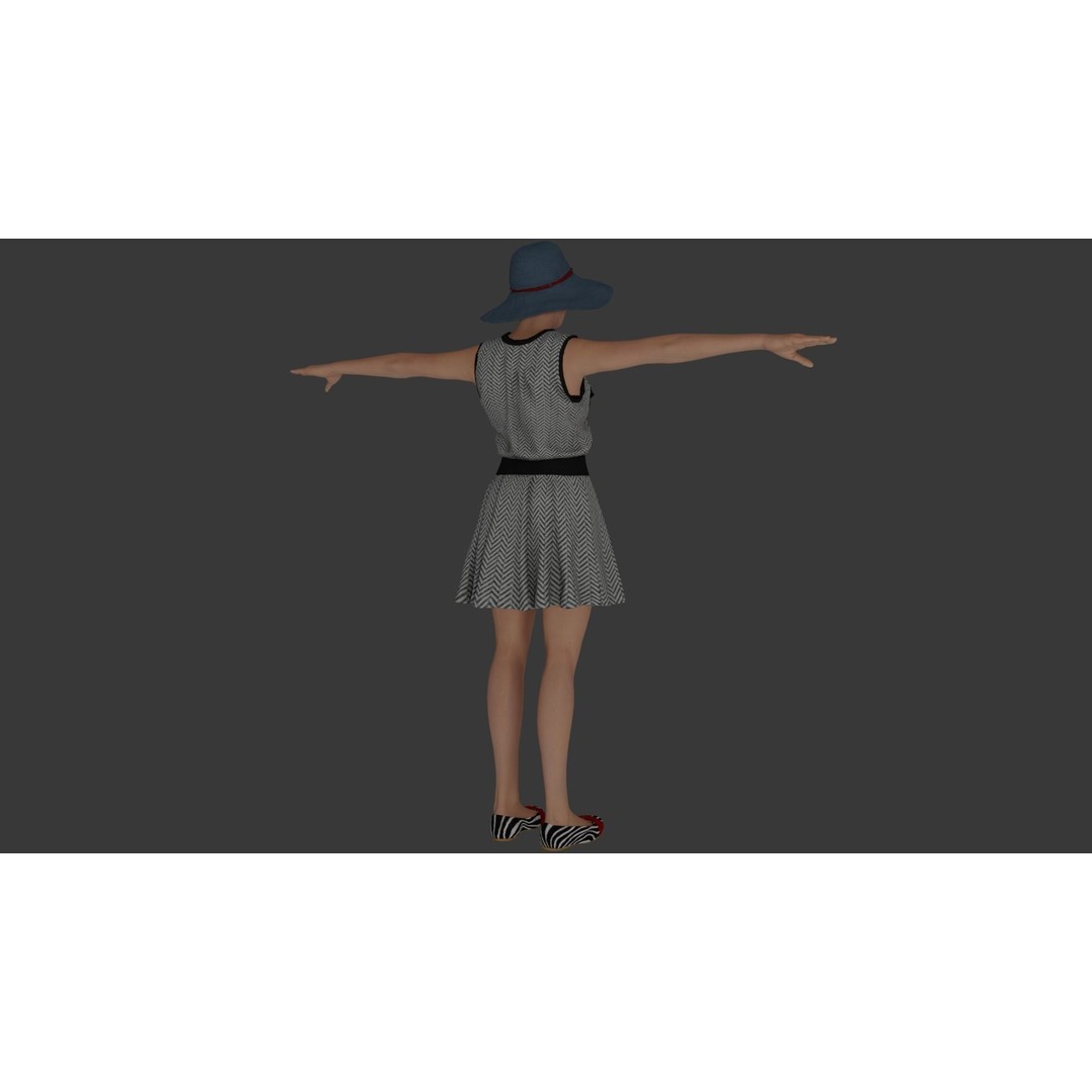 Rigged Female Character 3D Model – Detailed PBR Game Asset, FBX - View 20