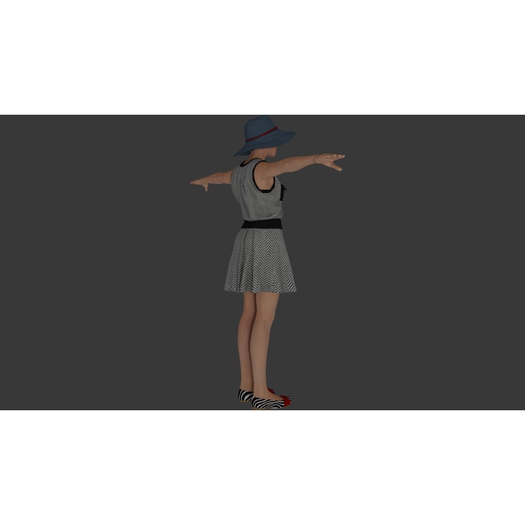Rigged Female Character 3D Model – Detailed PBR Game Asset, FBX - View 21
