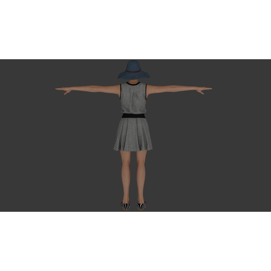 Rigged Female Character 3D Model – Detailed PBR Game Asset, FBX - View 22