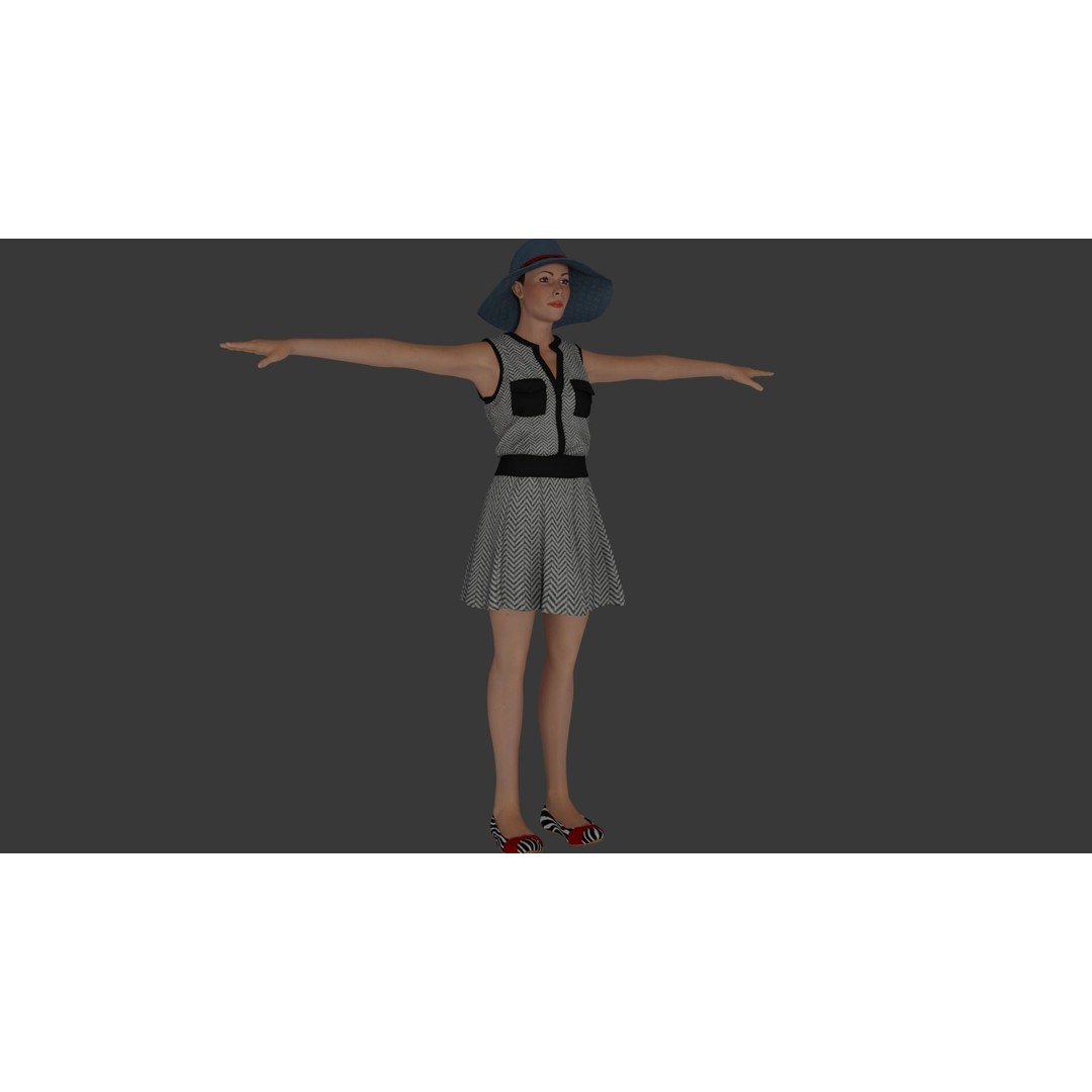 Rigged Female Character 3D Model – Detailed PBR Game Asset, FBX - View 24