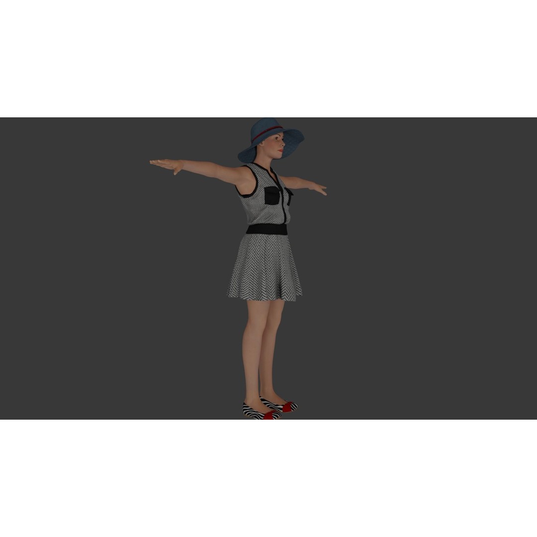 Rigged Female Character 3D Model – Detailed PBR Game Asset, FBX - View 25