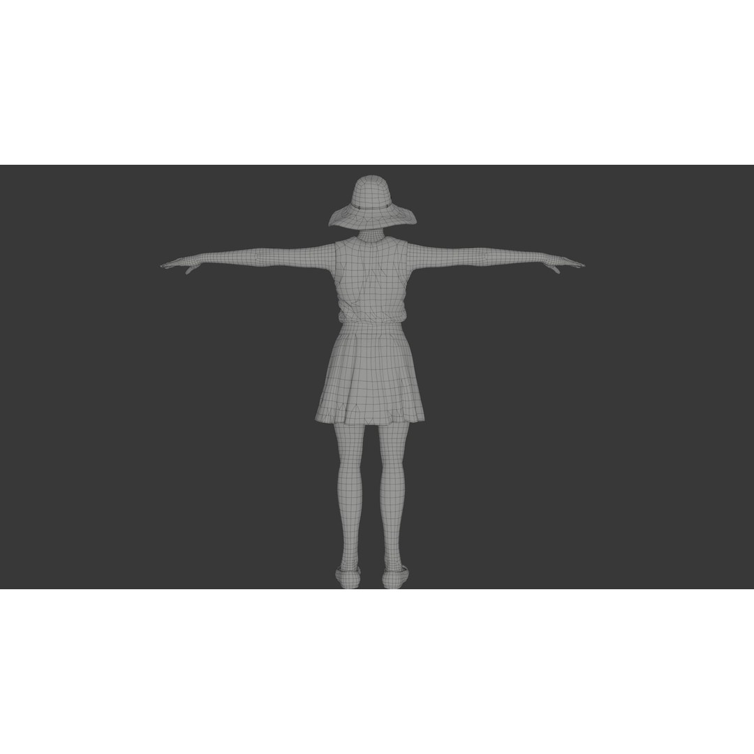 Rigged Female Character 3D Model – Detailed PBR Game Asset, FBX - View 26