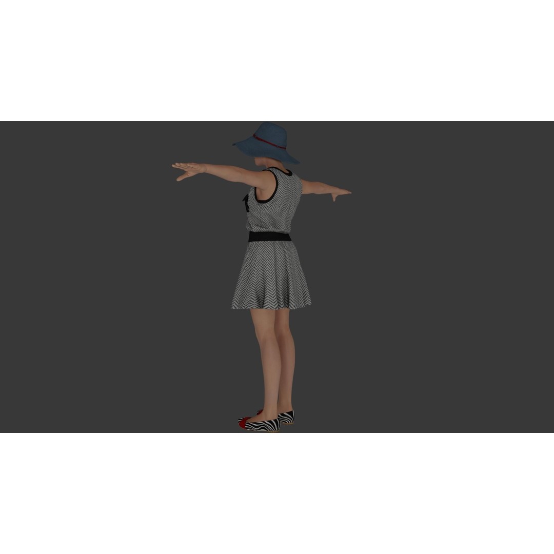 Rigged Female Character 3D Model – Detailed PBR Game Asset, FBX - View 4