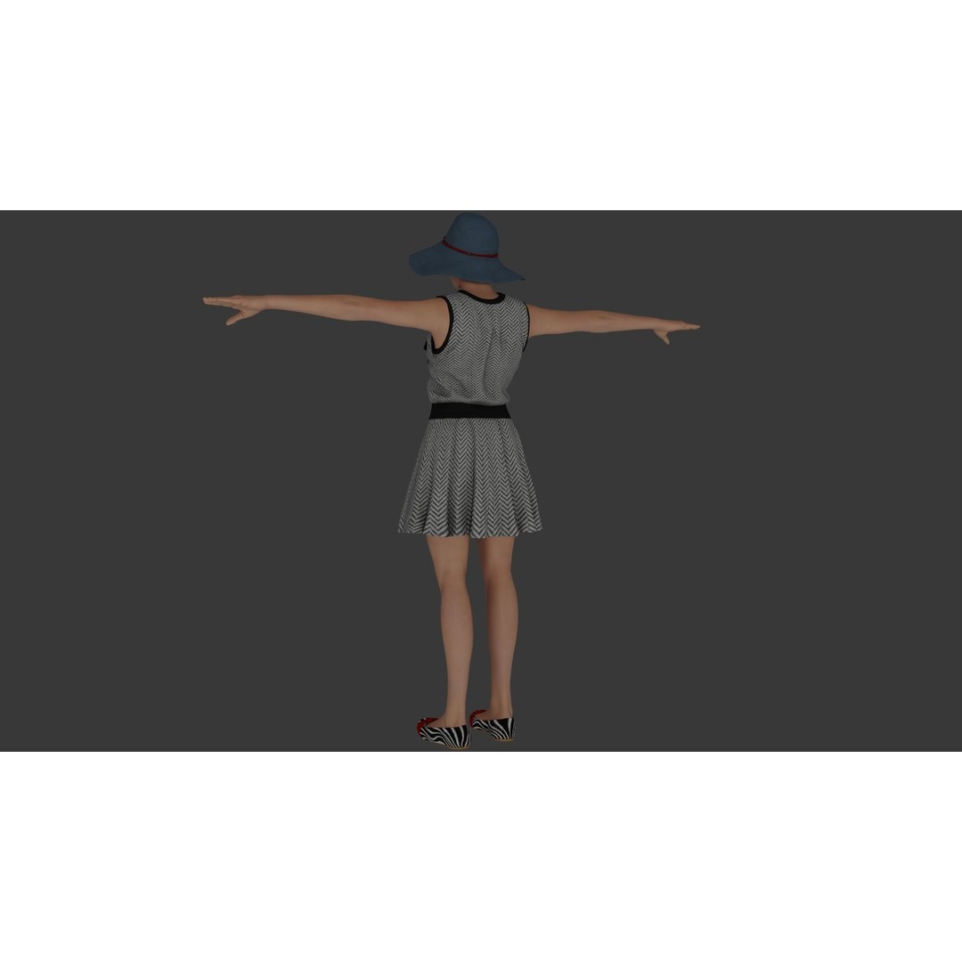 Rigged Female Character 3D Model – Detailed PBR Game Asset, FBX - View 5