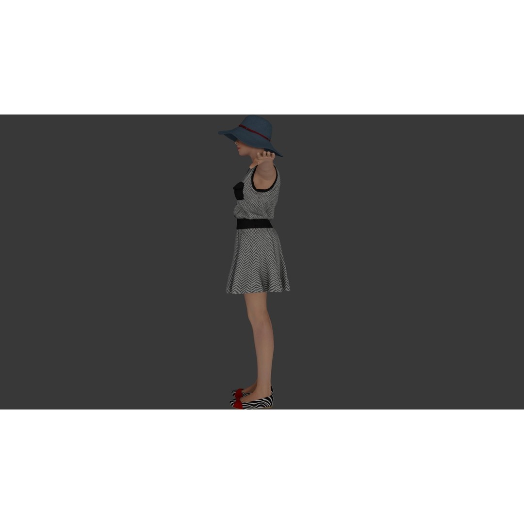Rigged Female Character 3D Model – Detailed PBR Game Asset, FBX - View 6