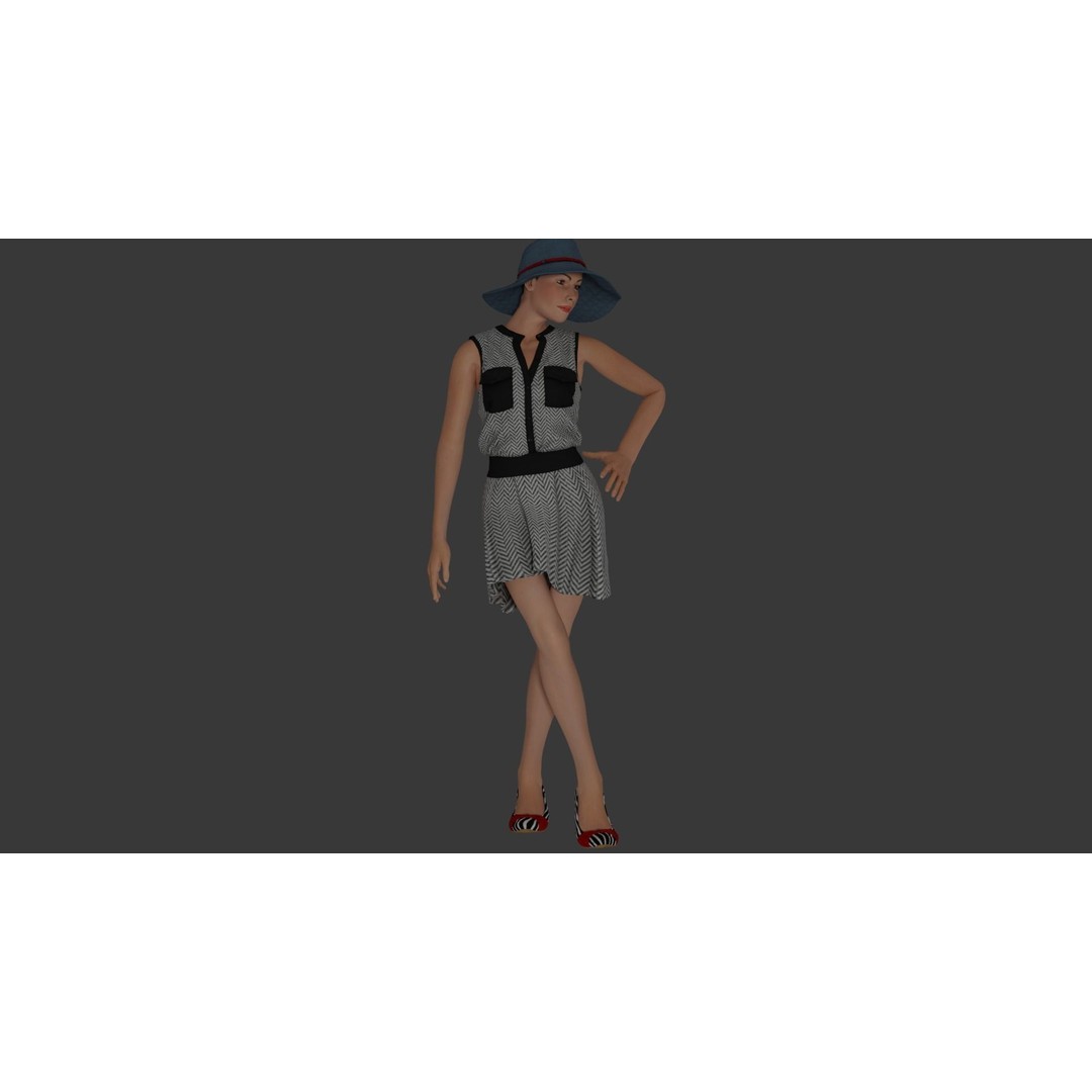 Rigged Female Character 3D Model – Detailed PBR Game Asset, FBX - View 7