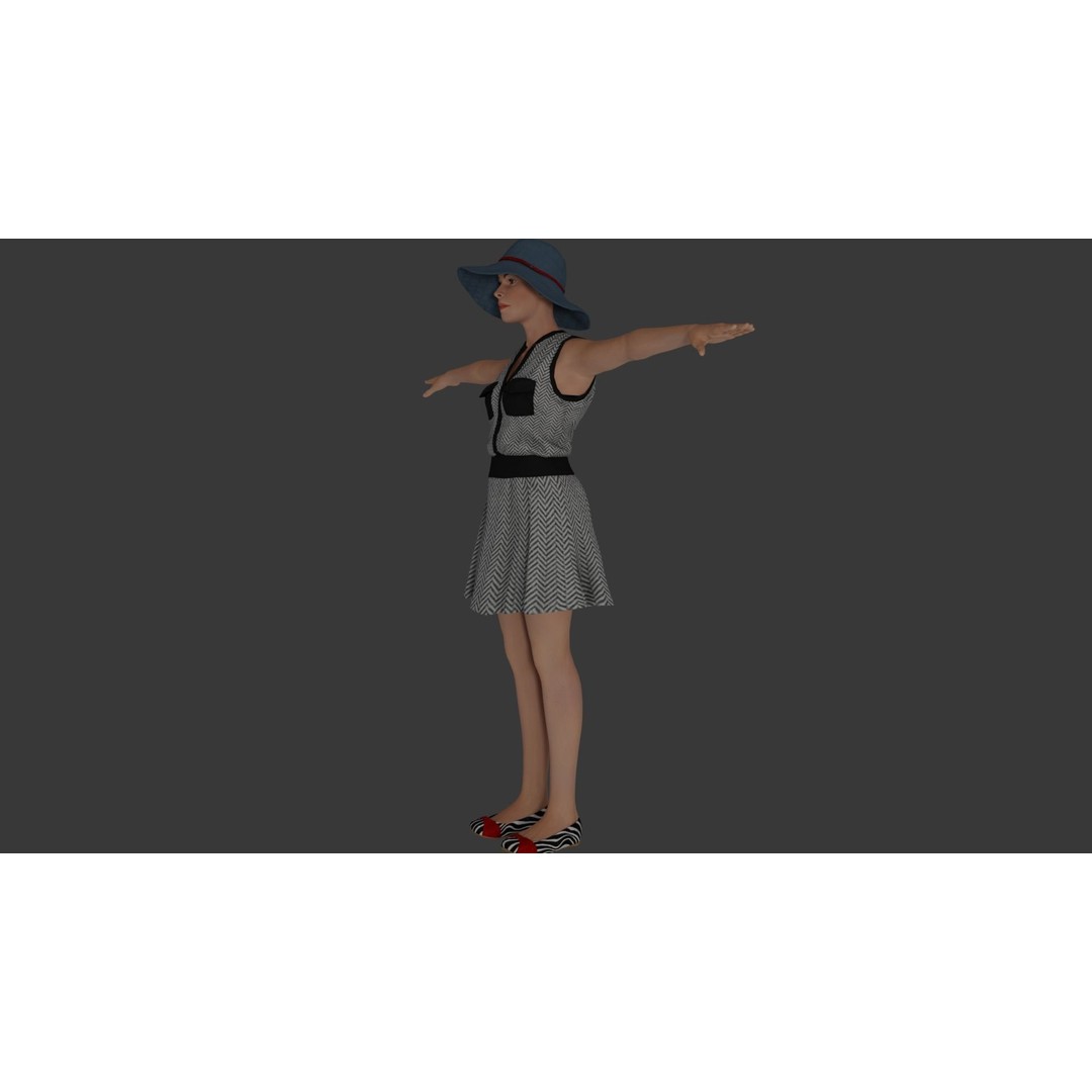 Rigged Female Character 3D Model – Detailed PBR Game Asset, FBX - View 9
