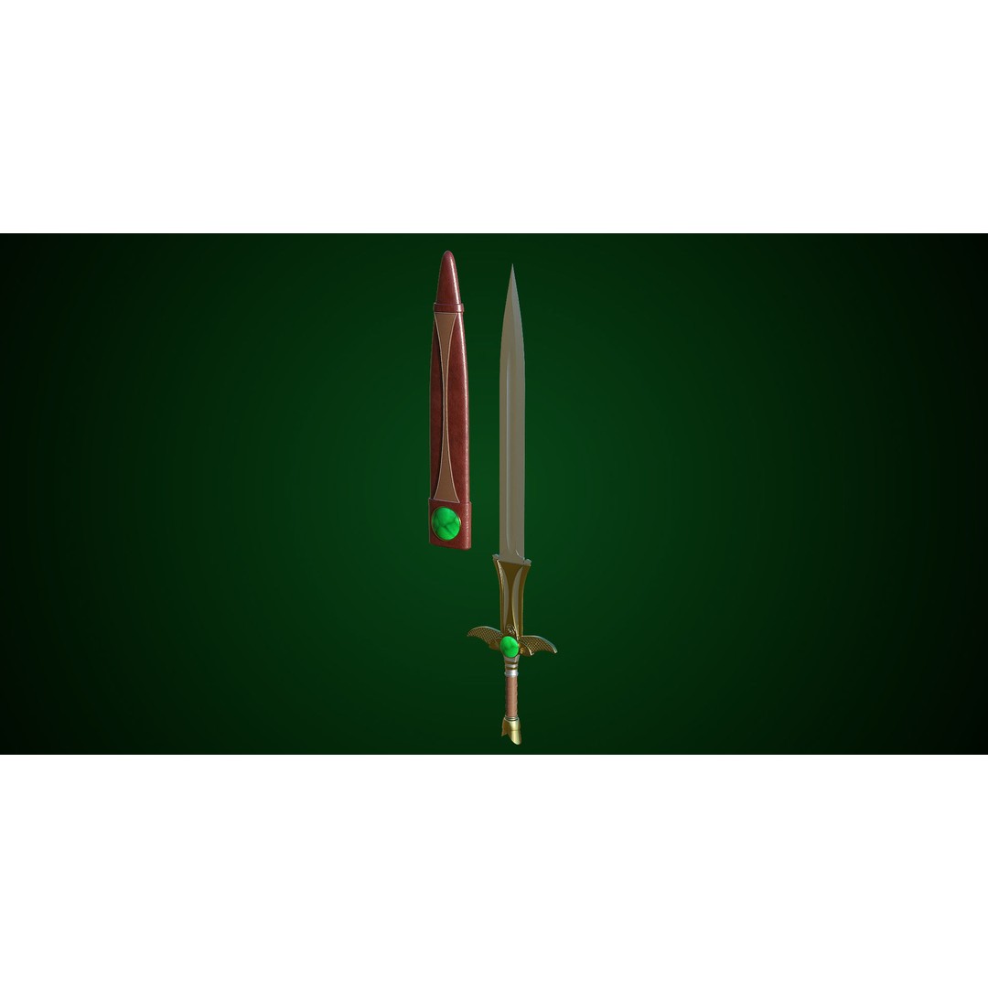Fantasy Sword 3D Model – Low Poly Game Asset, PBR Textures, FBX - View 11