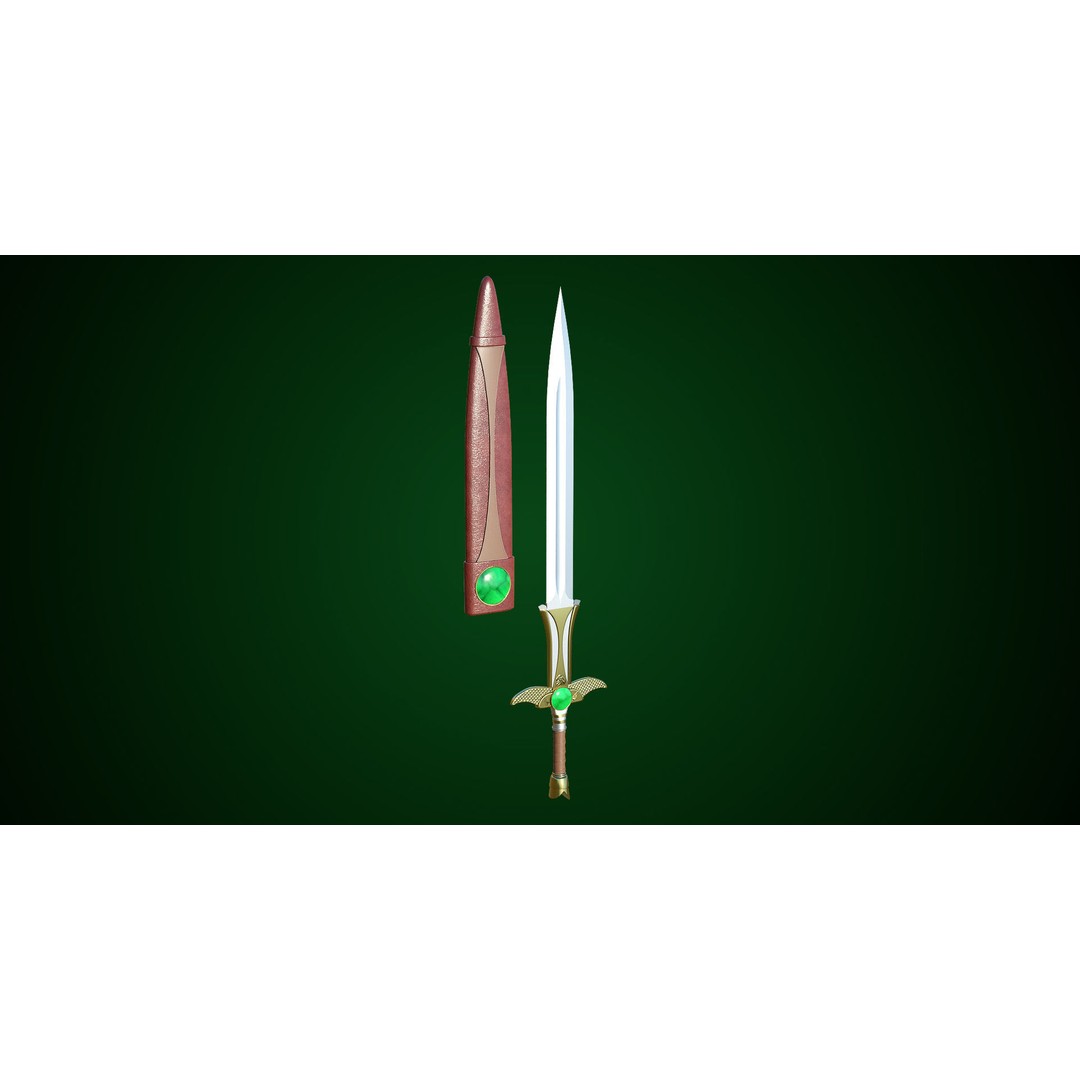 Fantasy Sword 3D Model – Low Poly Game Asset, PBR Textures, FBX - View 12