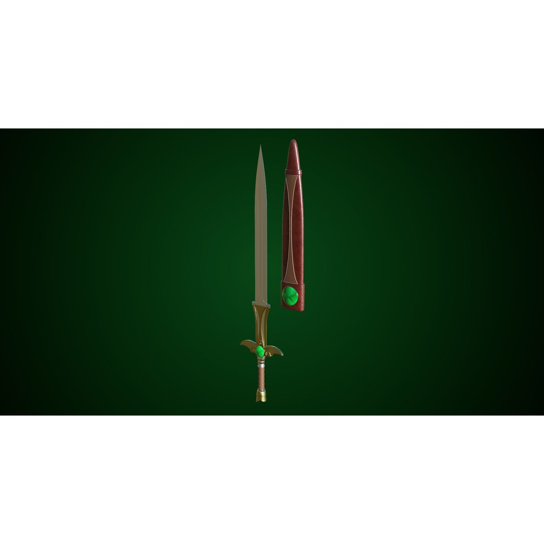 Fantasy Sword 3D Model – Low Poly Game Asset, PBR Textures, FBX - View 13