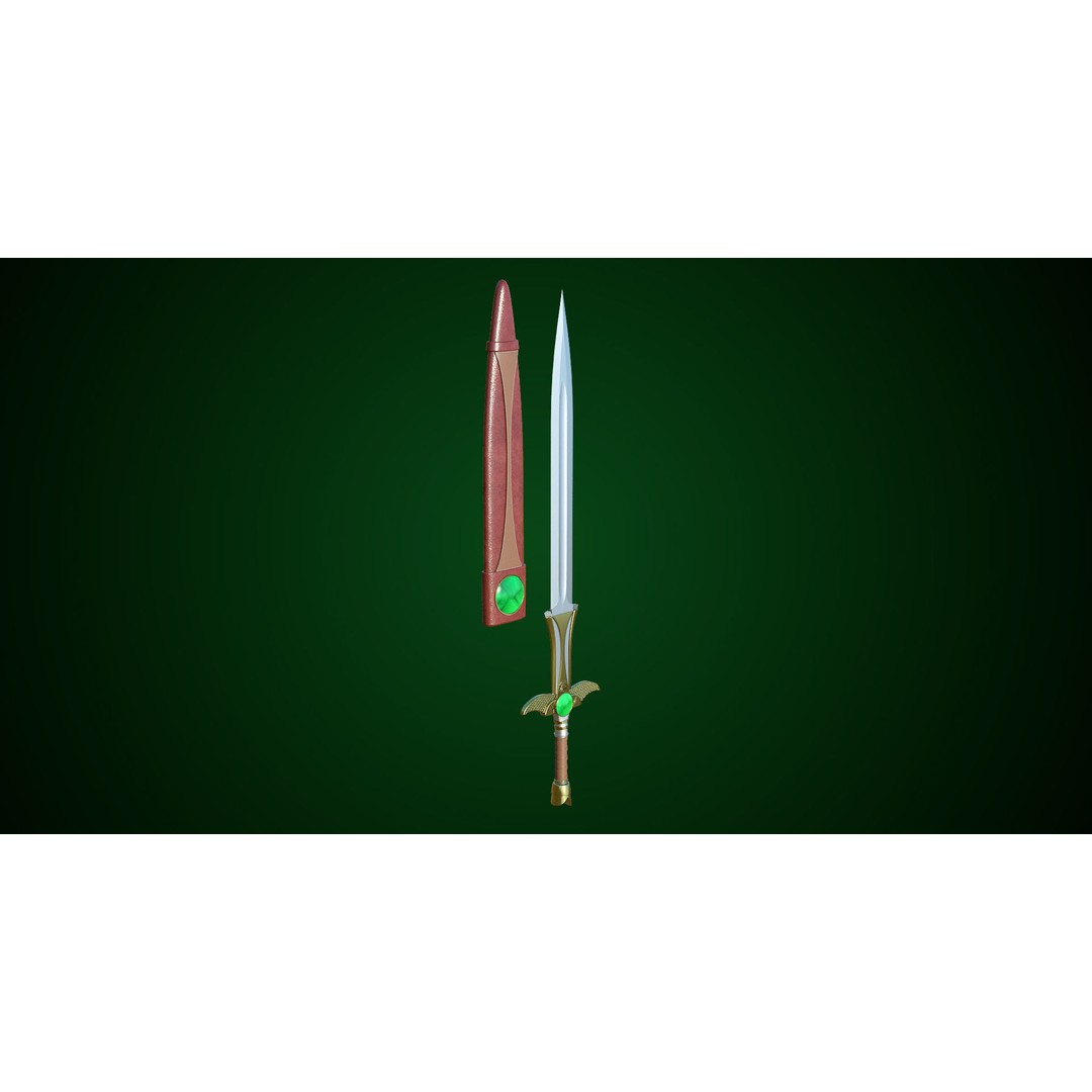 Fantasy Sword 3D Model – Low Poly Game Asset, PBR Textures, FBX - View 15