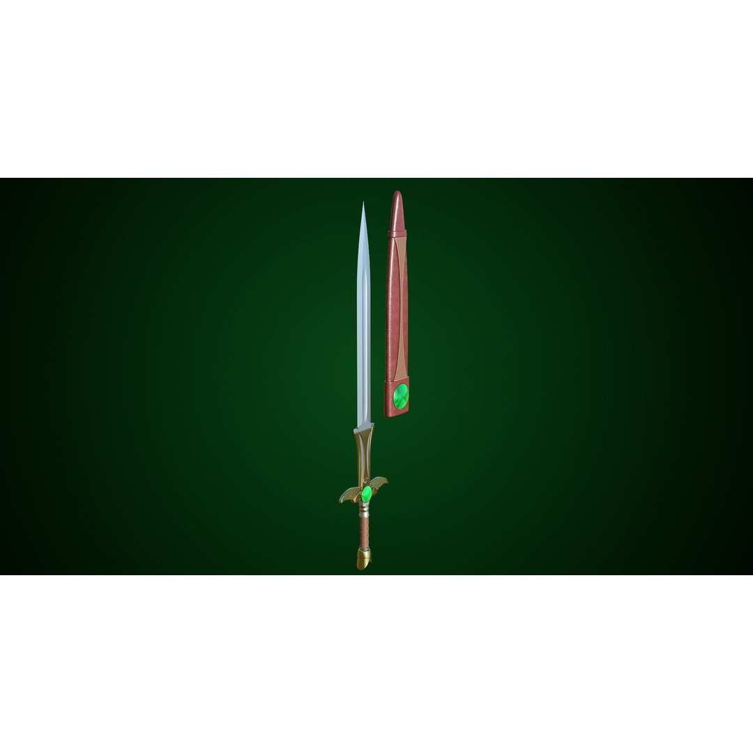 Fantasy Sword 3D Model – Low Poly Game Asset, PBR Textures, FBX - View 18